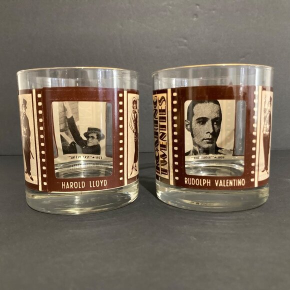 Vintage Roaring Twenties Silent Movie Low Ball Cocktail Glasses Set Of 4 - 10 Oz - Picture 5 of 8